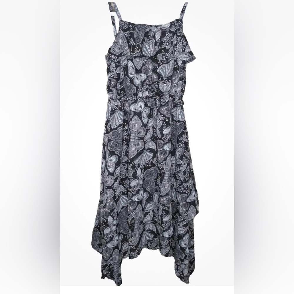 The Children's Place Black Strappy Butterfly Floral Hi Low Dress 14 XL Girls